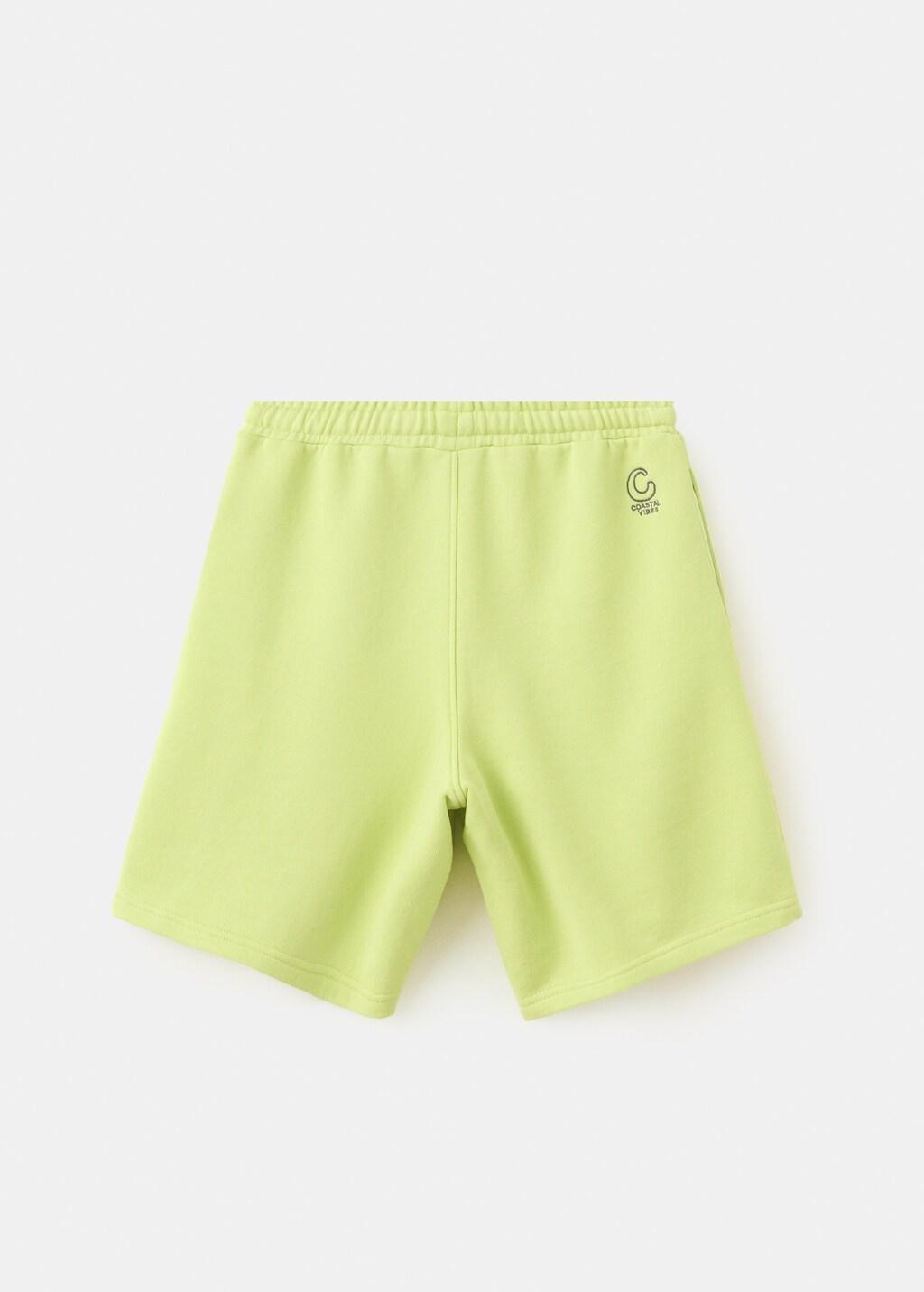Yellow Cotton Relaxed Fit Bermuda Shorts, Kids Boys, Bright Yellow, large image number 2