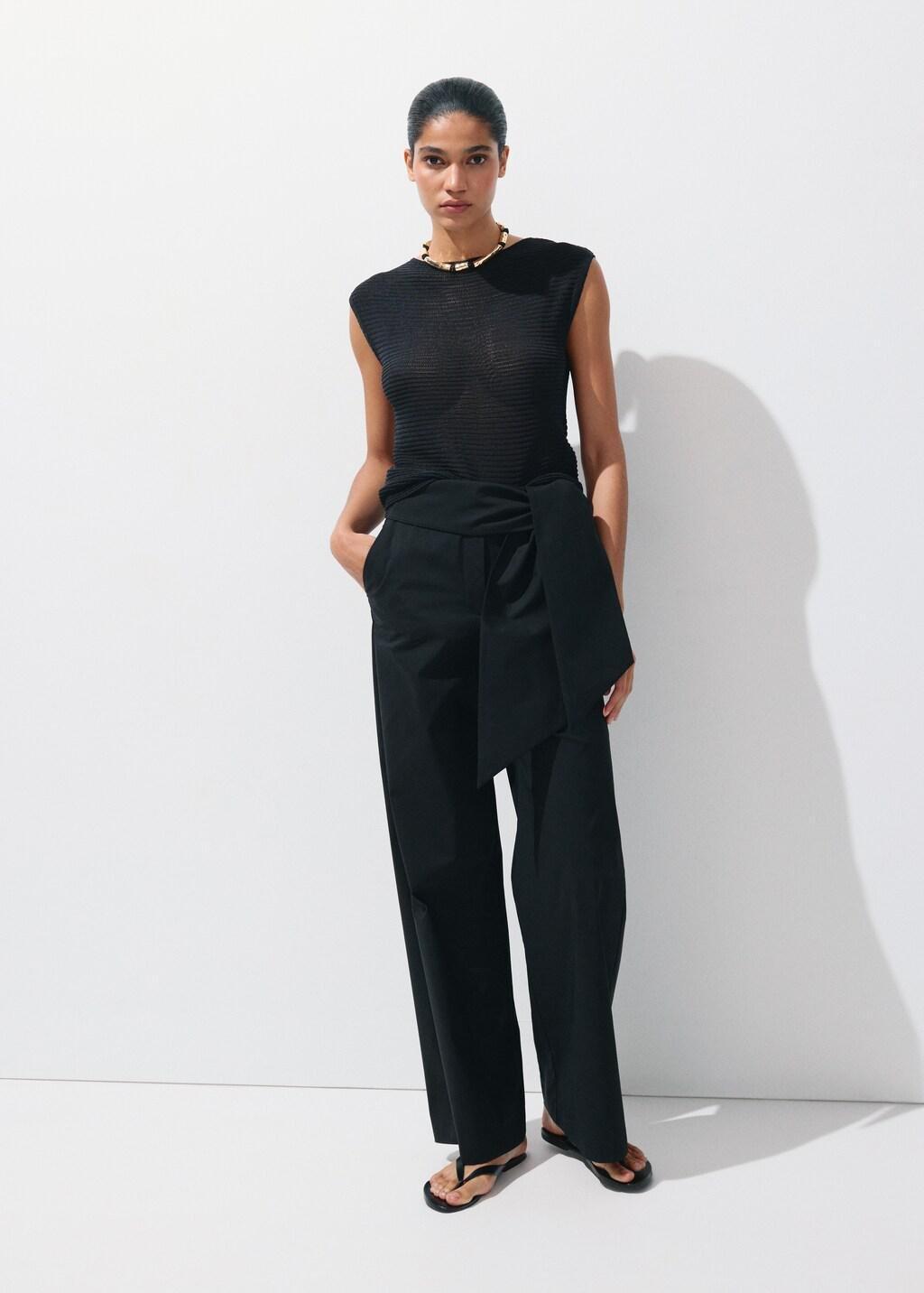 BLACK Bow straight trousers, Black, large image number 0