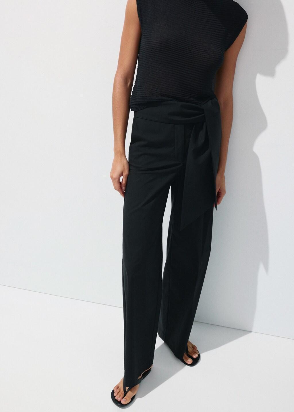 BLACK Bow straight trousers, Black, large image number 3
