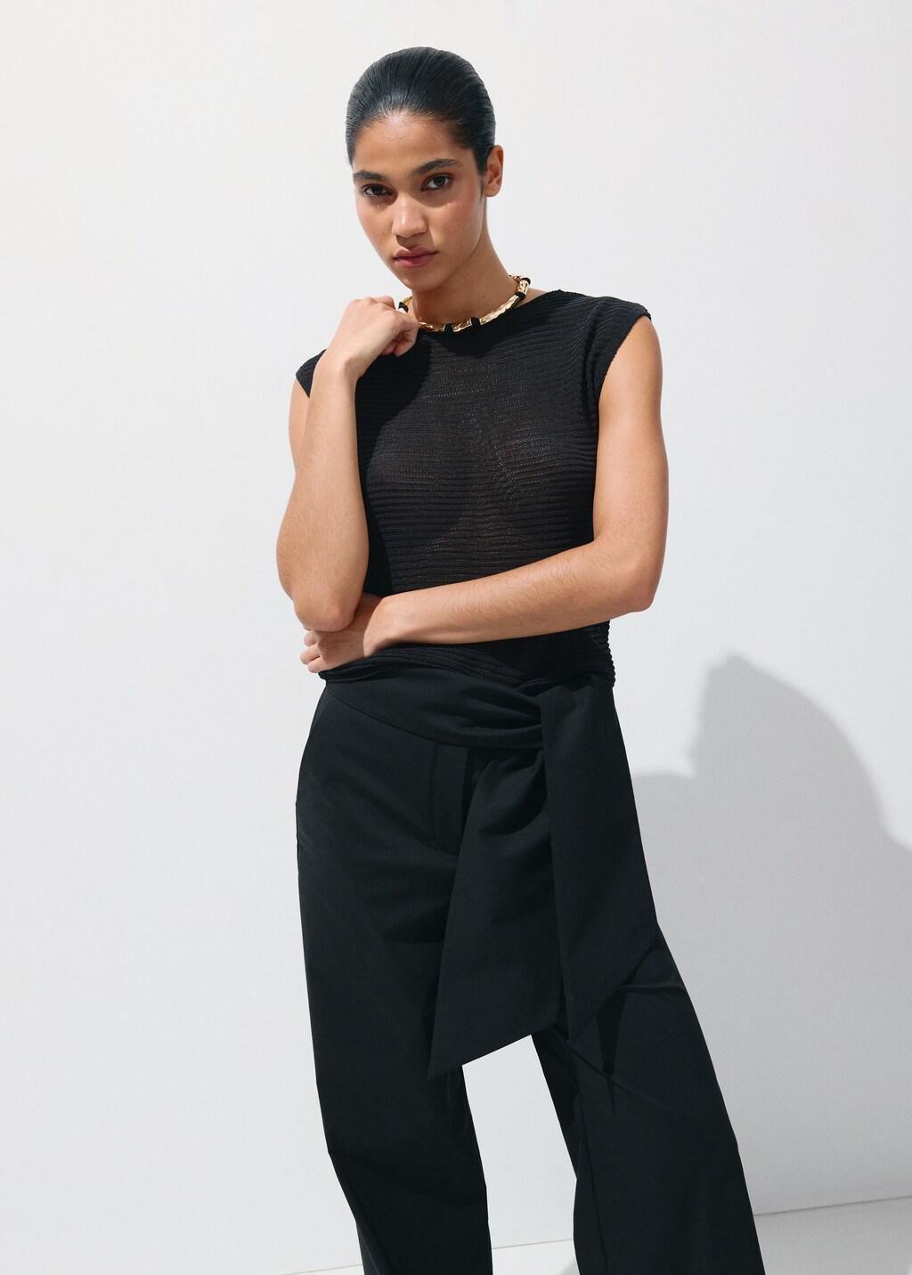 BLACK Bow straight trousers, Black, large image number 4