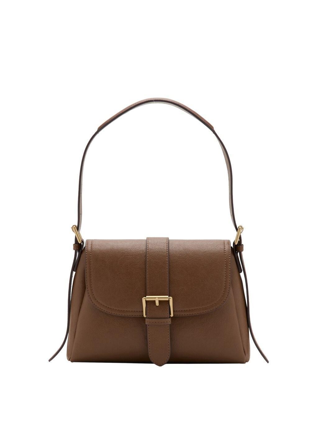 Brown Shoulder Bag With Buckle, Medium Brown, large image number 2