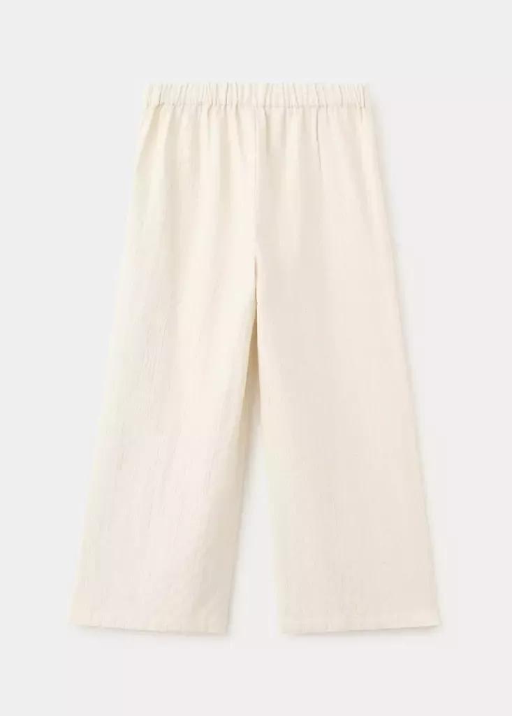 LIGHT BEIGE Cotton linen trousers, Kids Girl, Light Beige, medium
