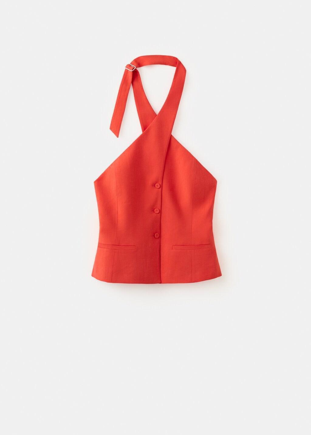 Orange Crossed Lyocell Gilet, Light-Pastel Orange, large image number 7