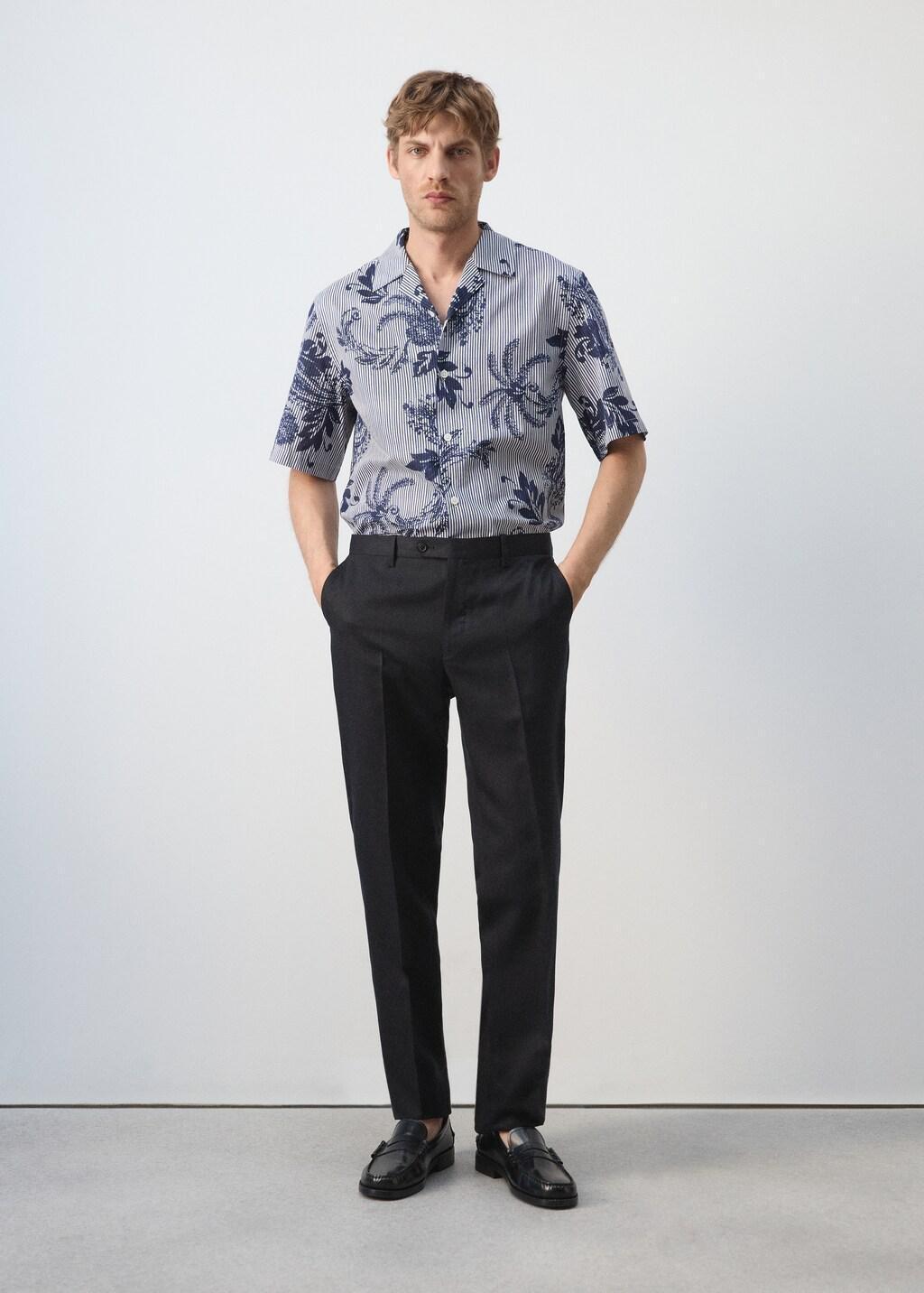 Blue 100% Cotton Printed Shirt, Medium Blue, medium