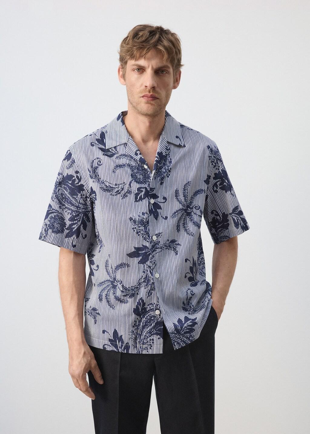 Blue 100% Cotton Printed Shirt, Medium Blue, large image number 3