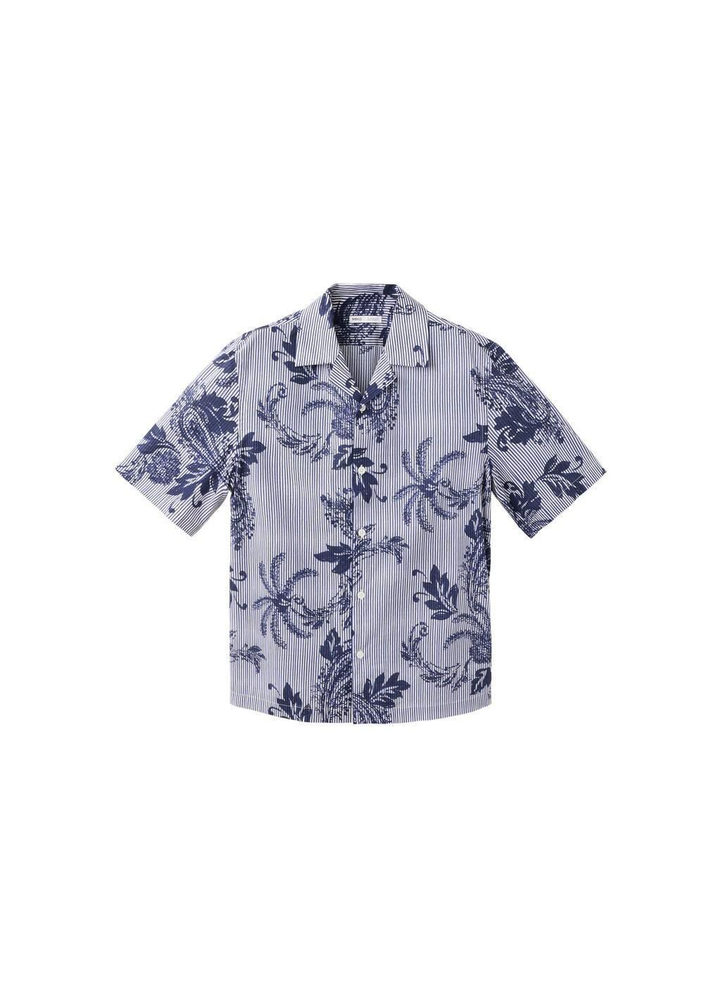Blue 100% Cotton Printed Shirt, Medium Blue, large image number 6