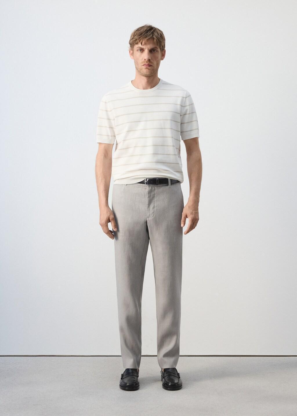 NATURAL WHITE Slim fit striped jersey t-shirt, Natural White, large image number 0