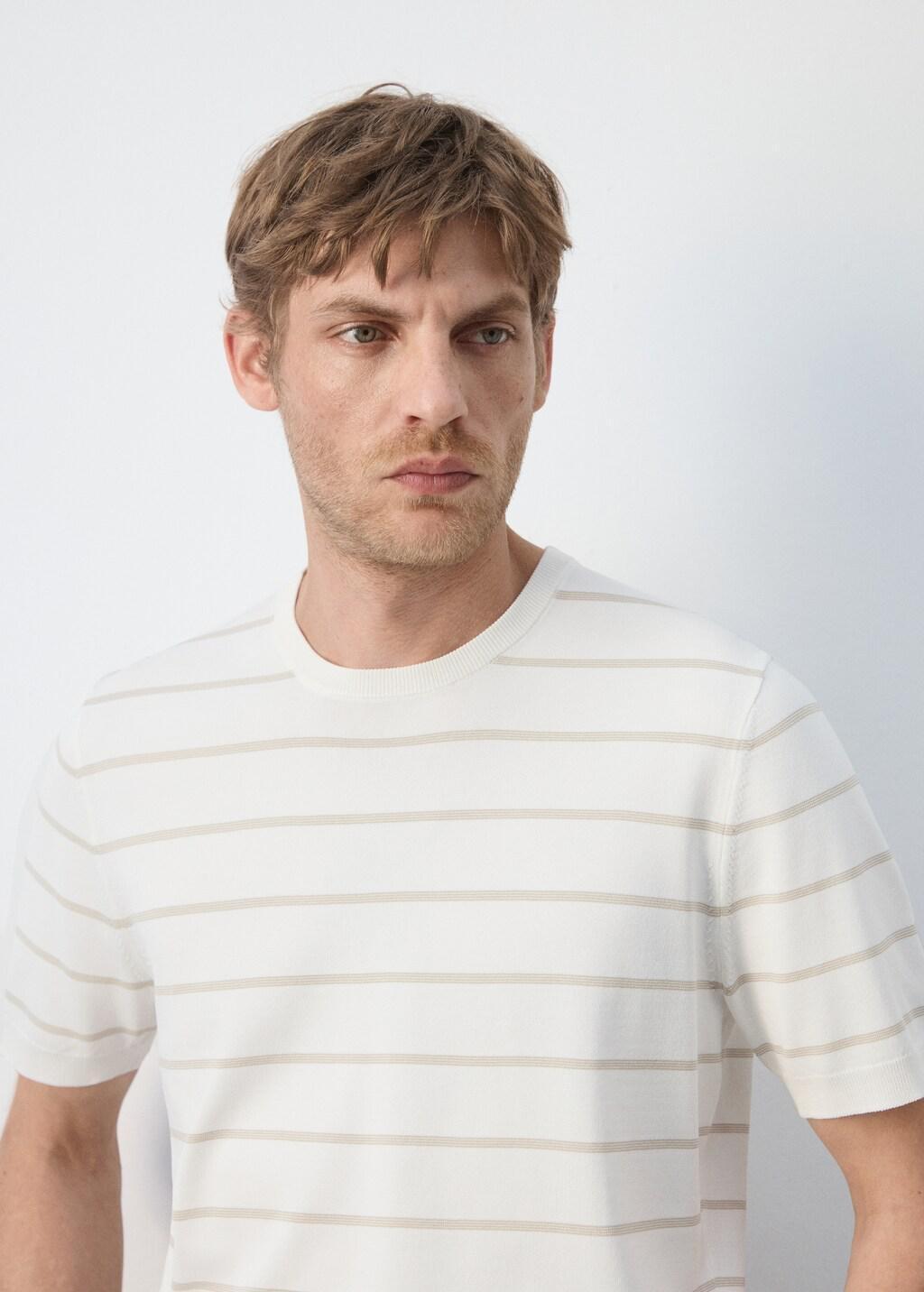 NATURAL WHITE Slim fit striped jersey t-shirt, Natural White, large image number 4