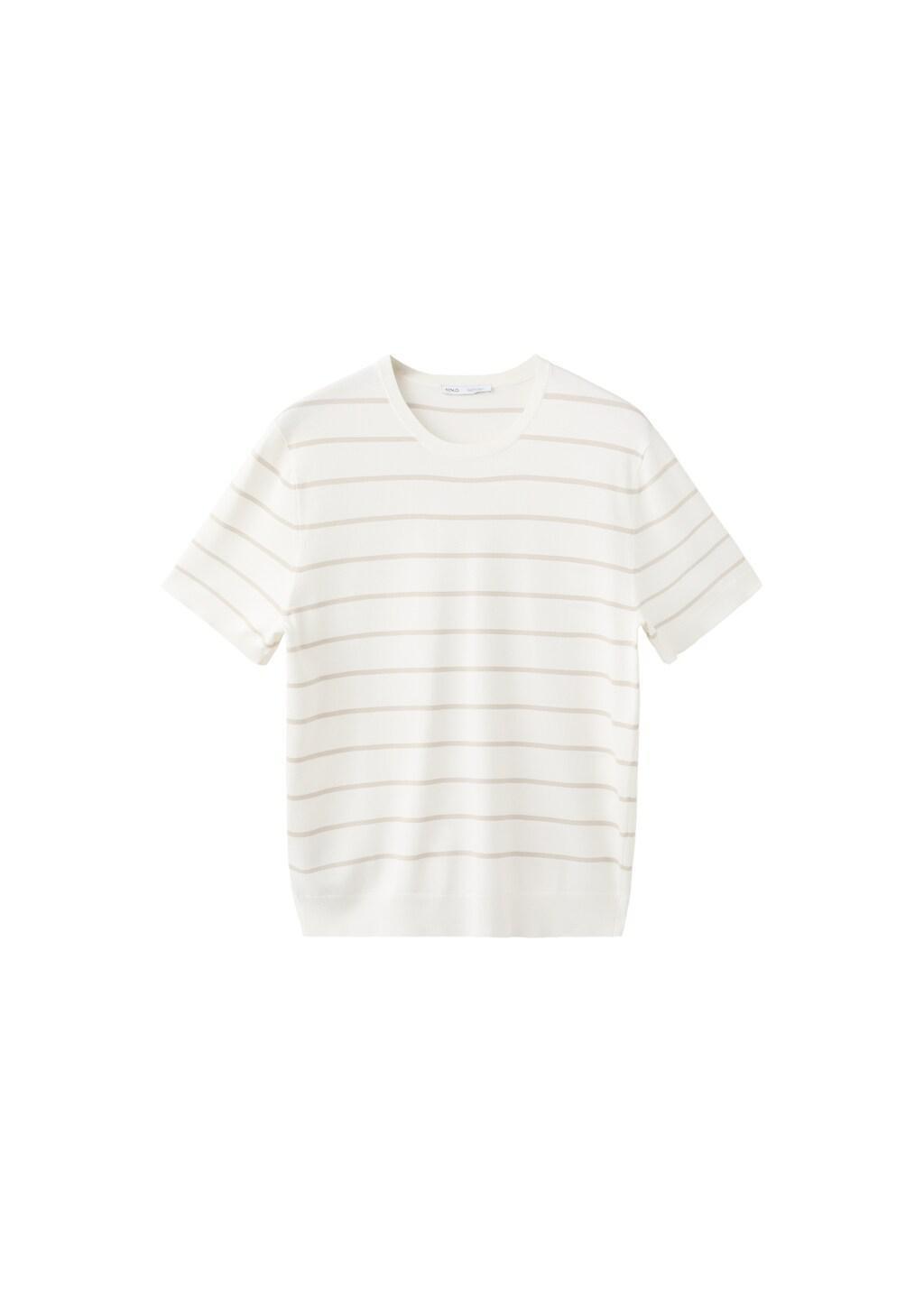 NATURAL WHITE Slim fit striped jersey t-shirt, Natural White, large image number 6