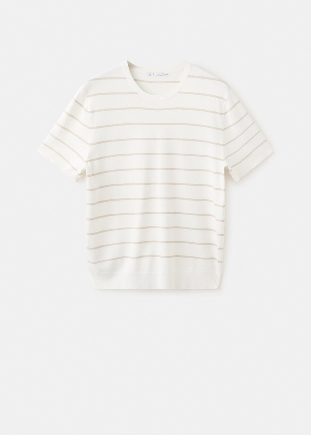NATURAL WHITE Slim fit striped jersey t-shirt, Natural White, large image number 7