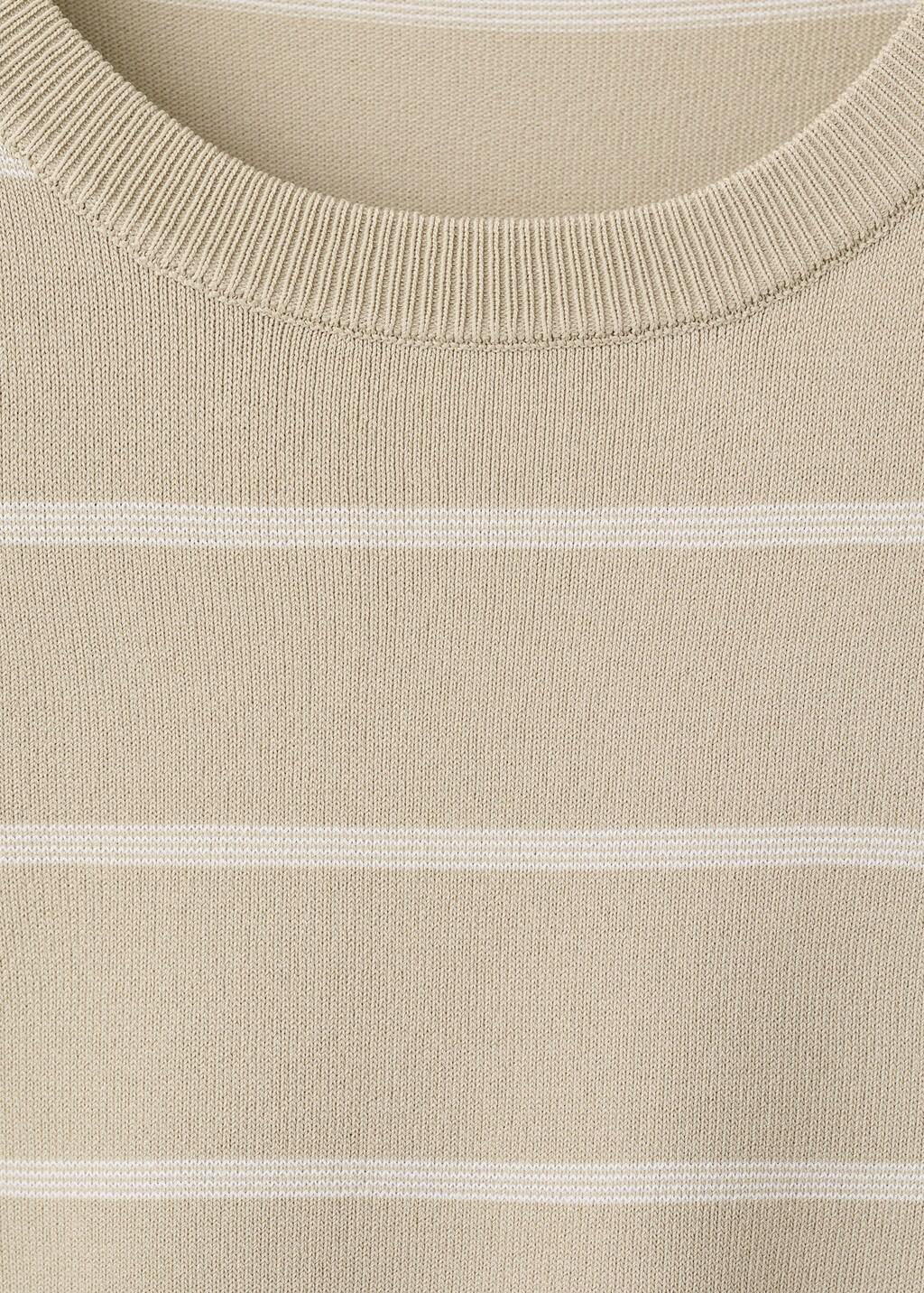 Brown Striped Jersey T-Shirt, Light Pastel Brown, large image number 1