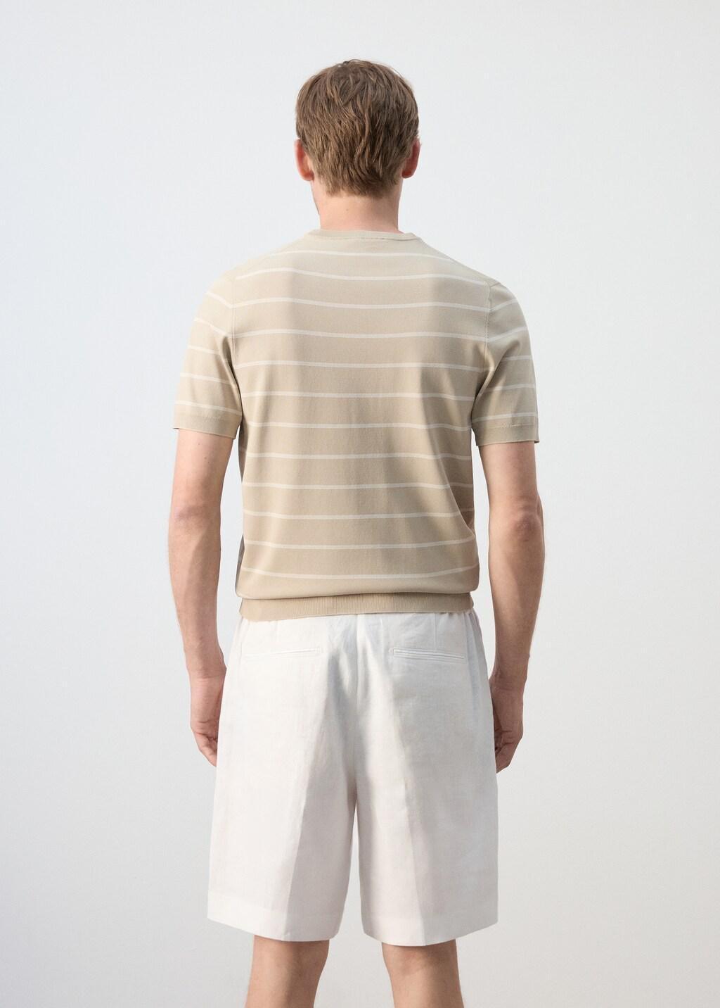 Brown Striped Jersey T-Shirt, Light Pastel Brown, large image number 2