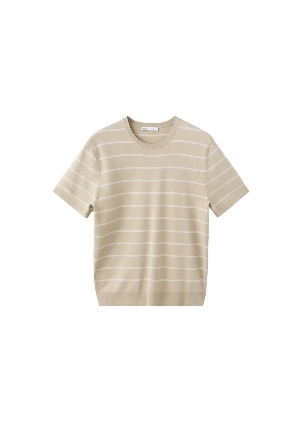 Brown Striped Jersey T-Shirt, Light Pastel Brown, large image number 6