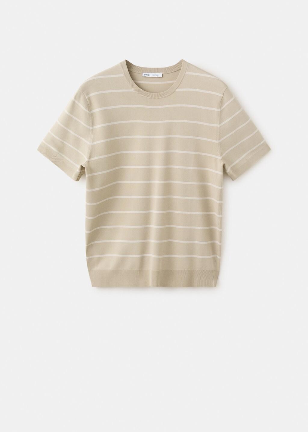 Brown Striped Jersey T-Shirt, Light Pastel Brown, large image number 7