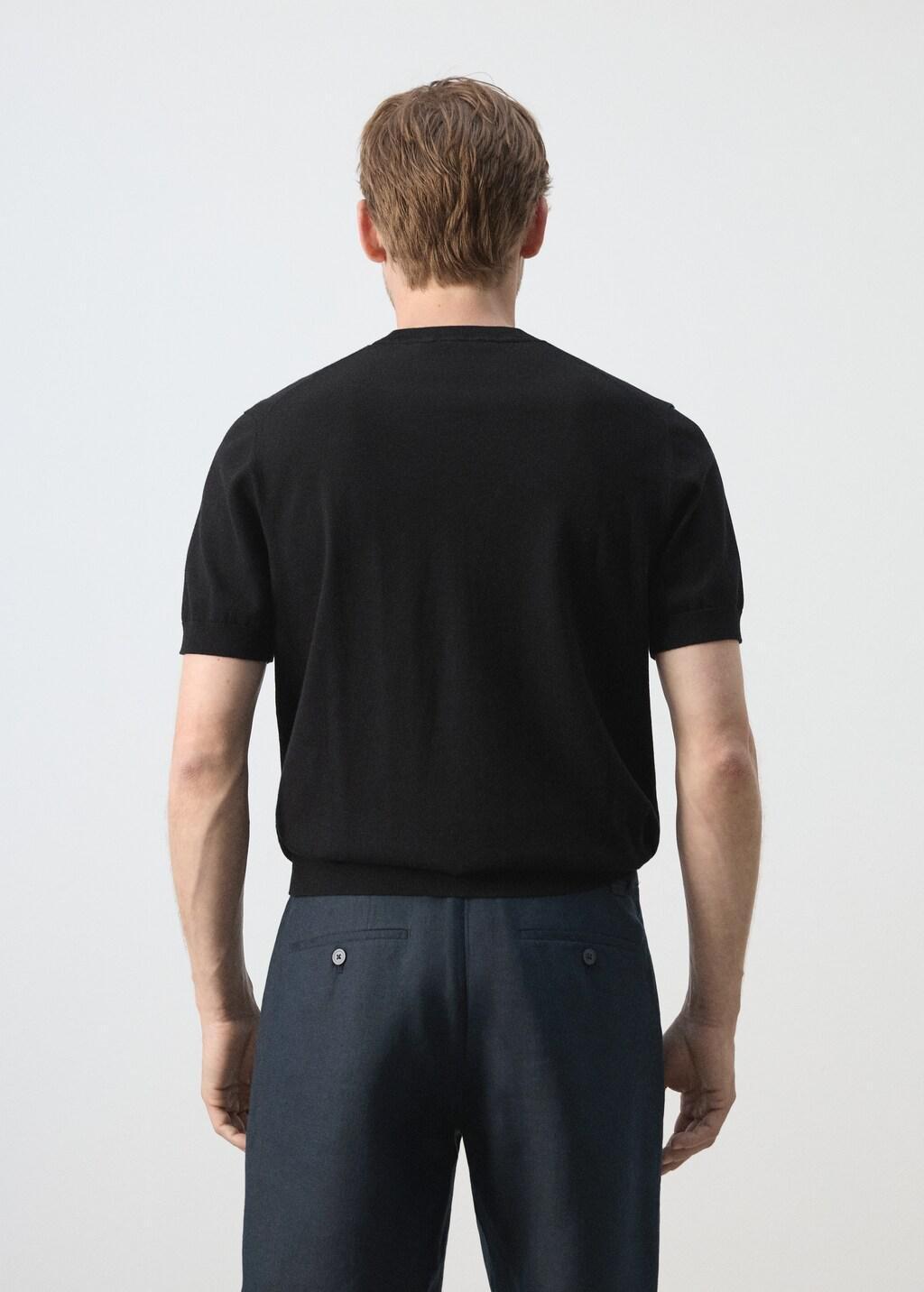 Black Cotton Fine Jersey T-Shirt, Black, medium