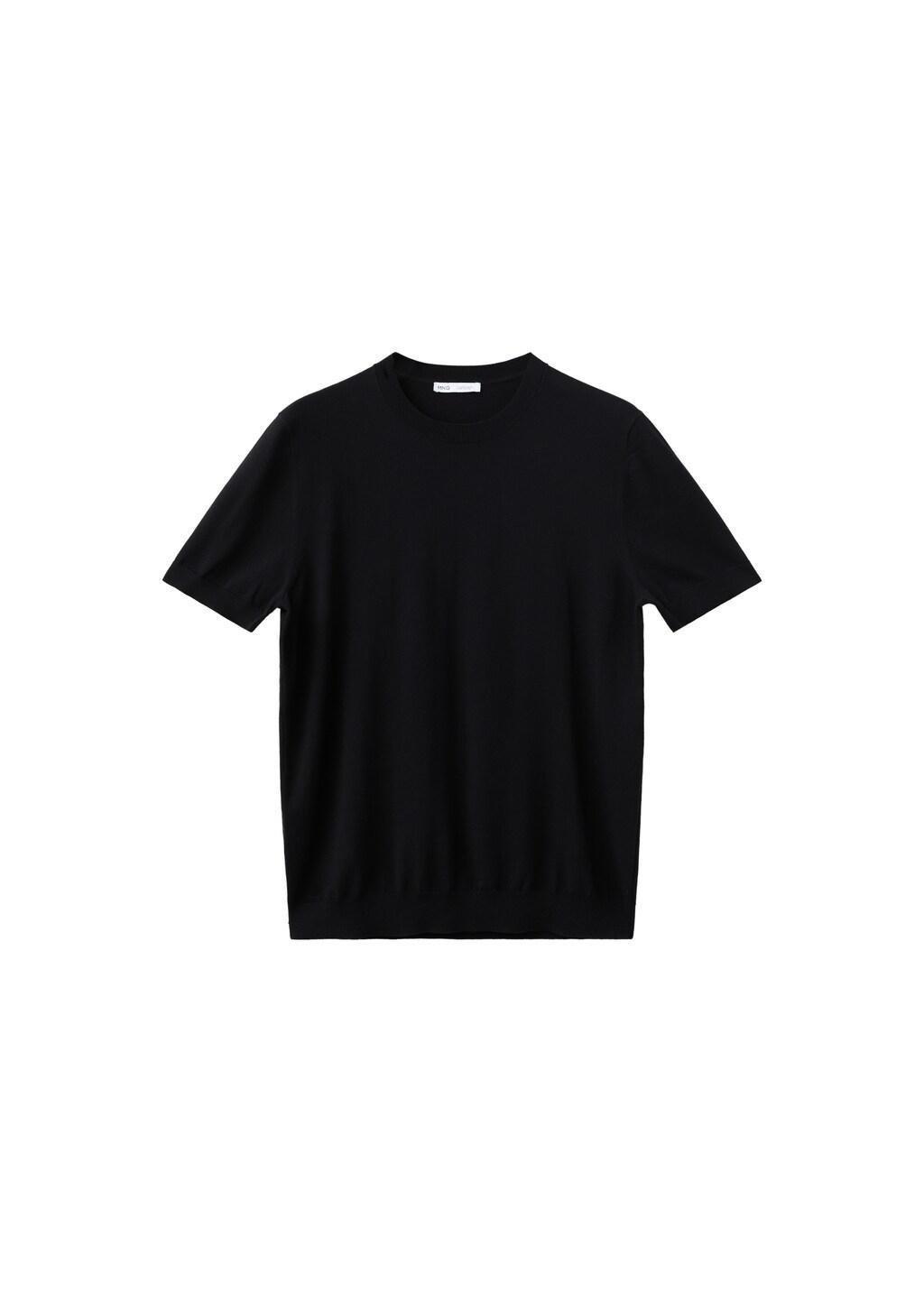 Black Cotton Fine Jersey T-Shirt, Black, large image number 6