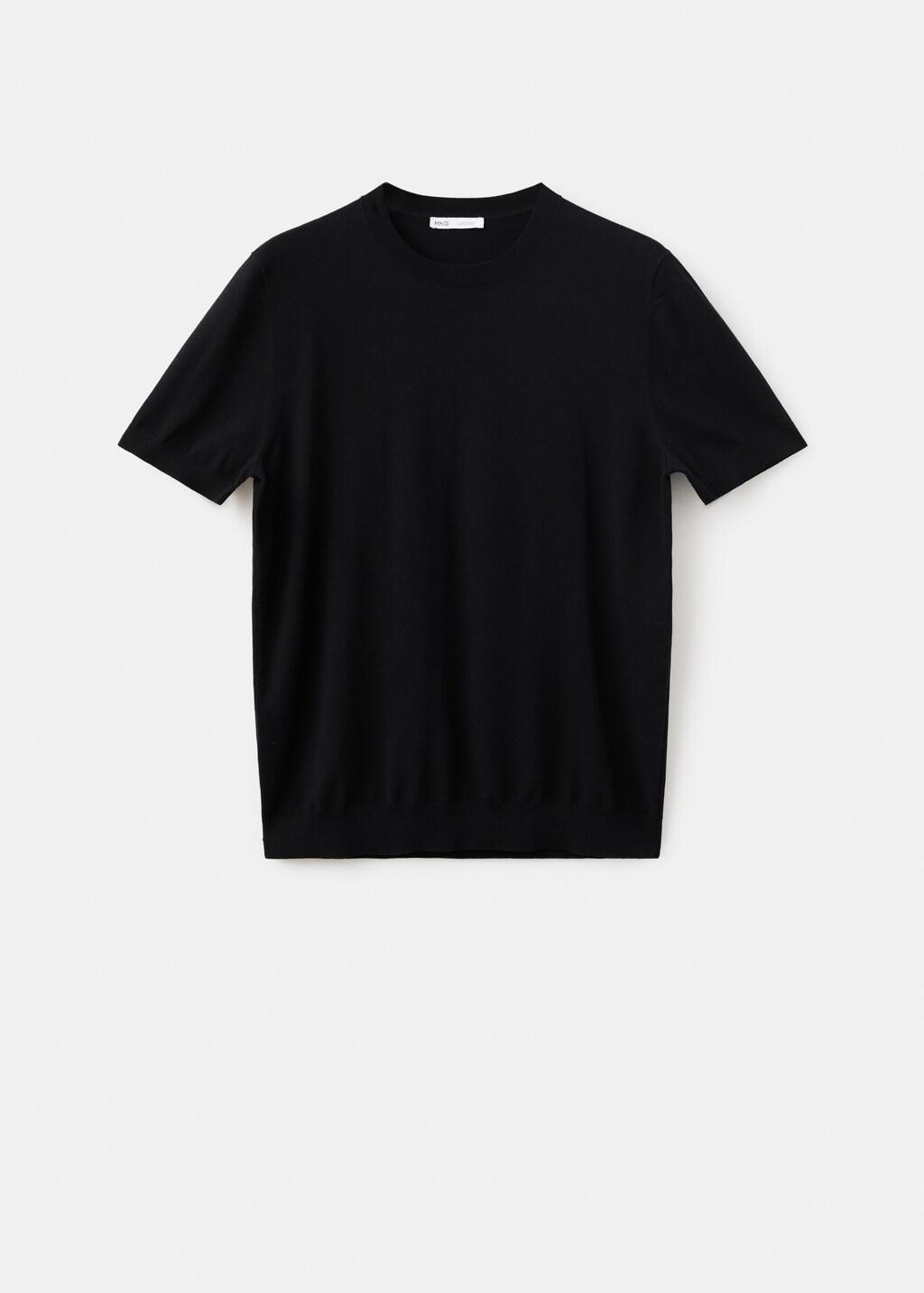 Black Cotton Fine Jersey T-Shirt, Black, large image number 7