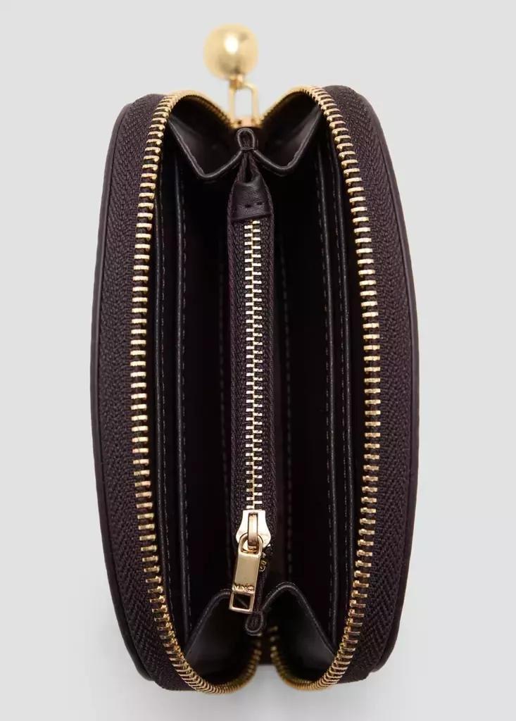 DARK BROWN Medium wallet with mini-bead embellishment, Dark Brown, large image number 6