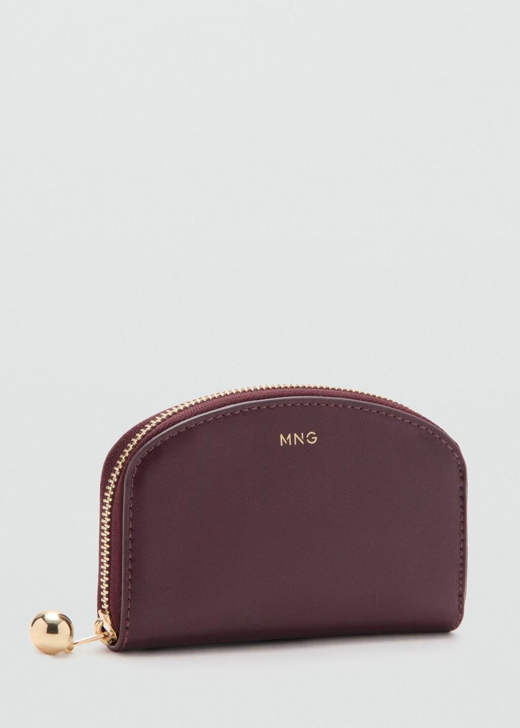 Red Medium Wallet With Mini-Bead Embellishment, Dark Red, medium