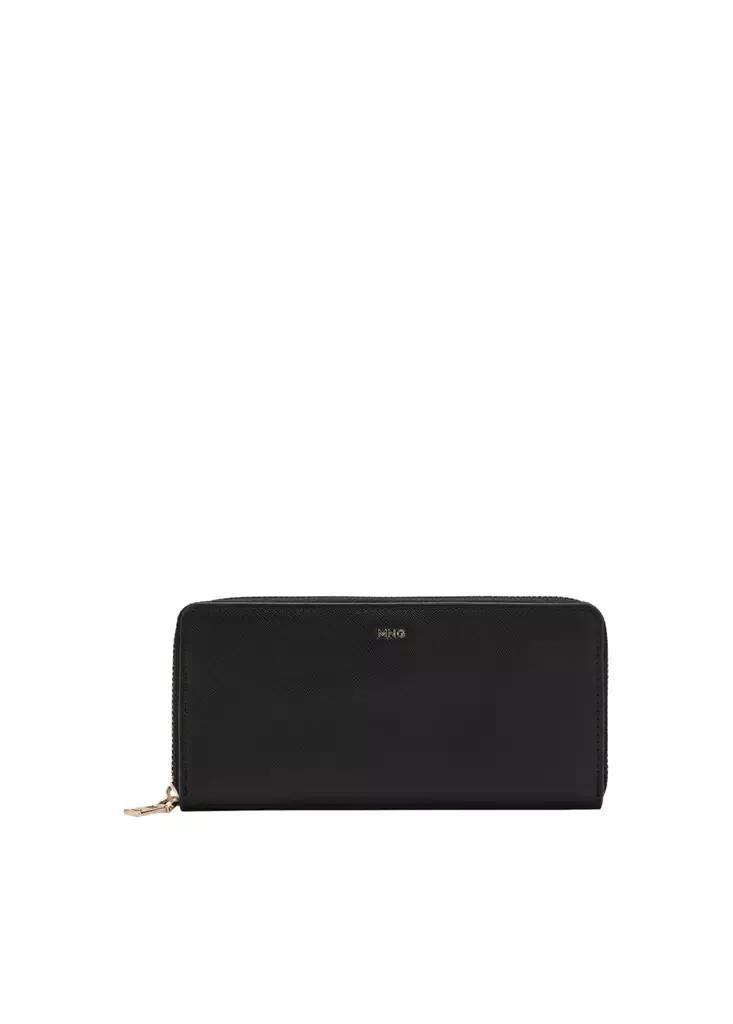 Black Saffiano-Effect Wallet, Black, large image number 0