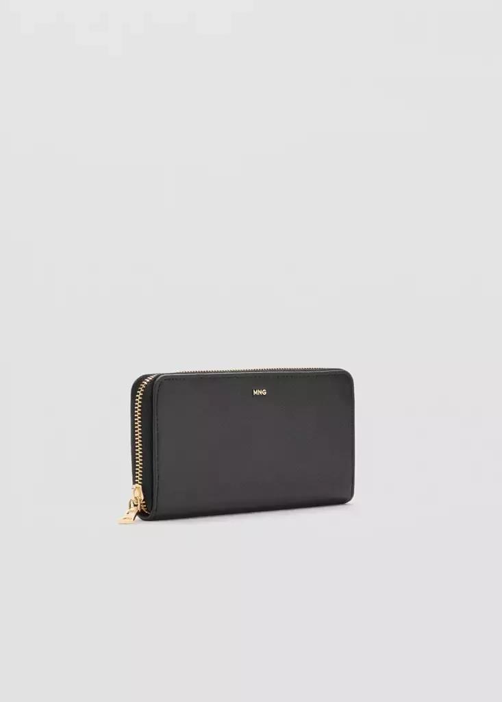 Black Saffiano-Effect Wallet, Black, medium