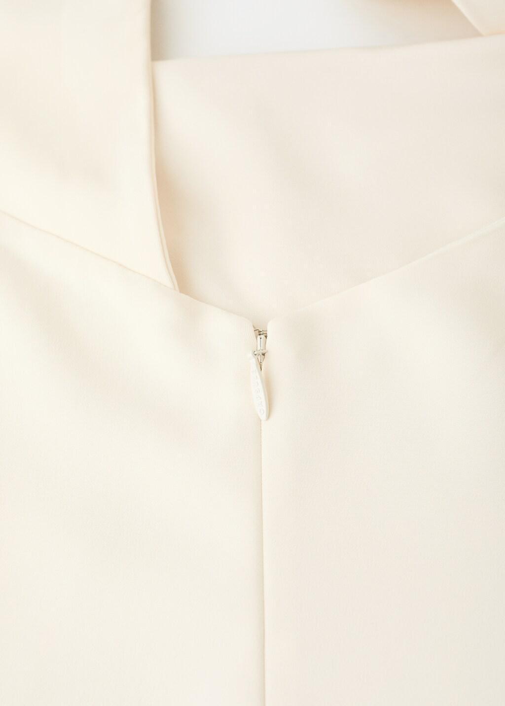 Beige Long Dress With An Asymmetric Neckline, Light Beige, large image number 1