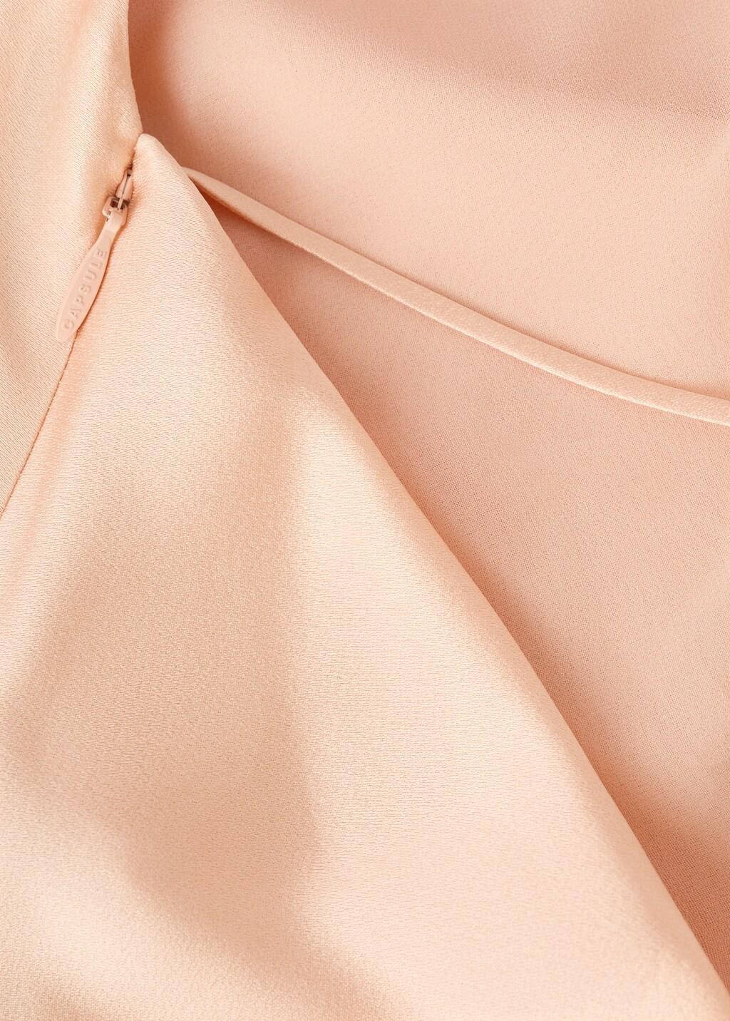 Pink Lt Pastel Draped Neck Satin Dress, Light-Pastel Pink, large image number 5