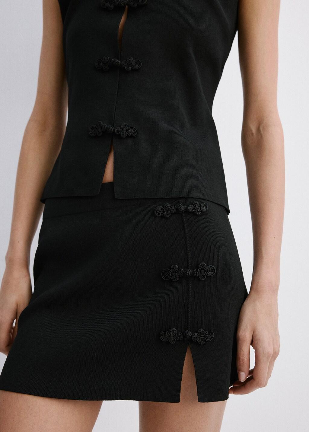 Black Short Skirt With Side Opening, Black, large image number 3