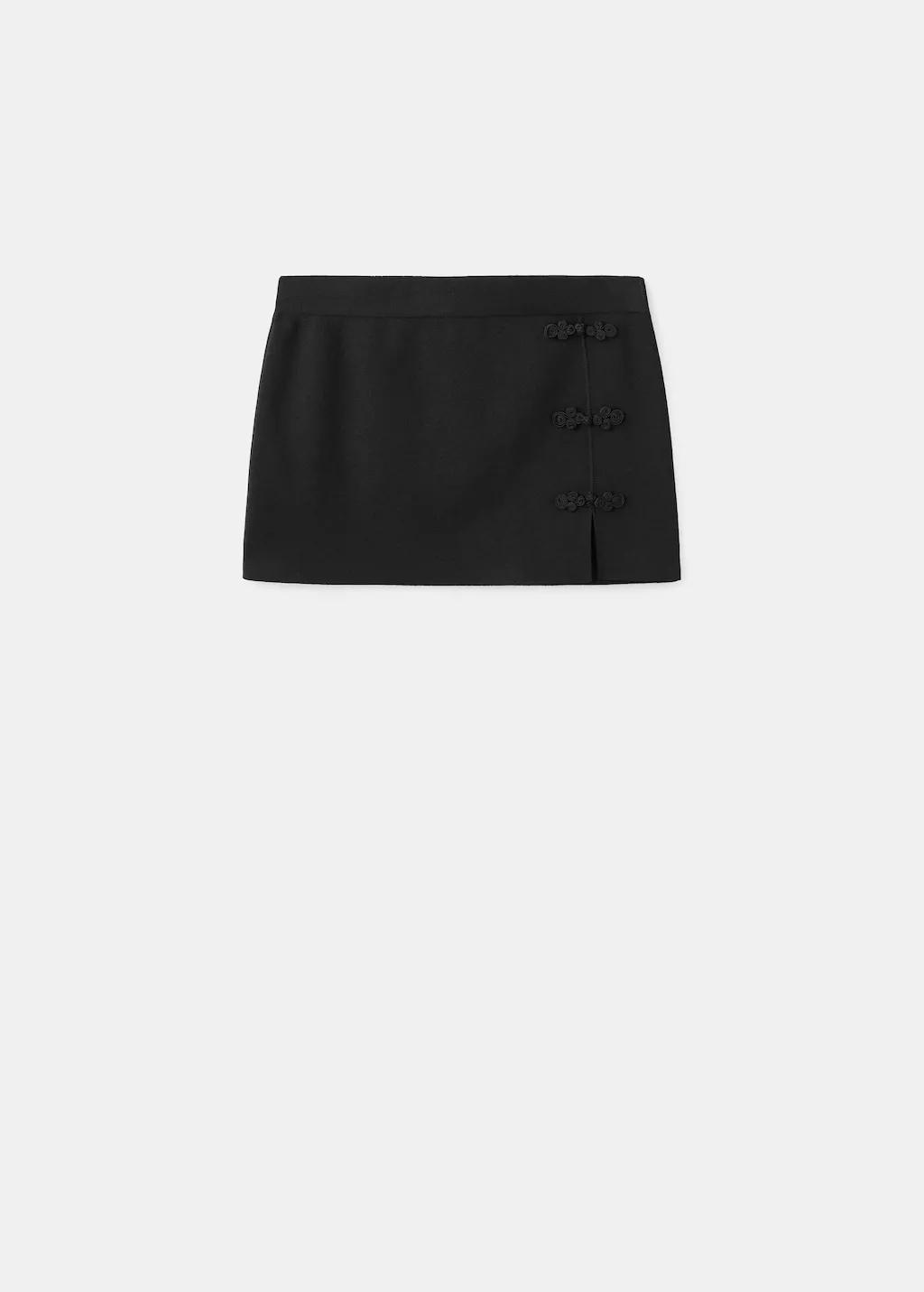 Black Short Skirt With Side Opening, Black, large image number 6