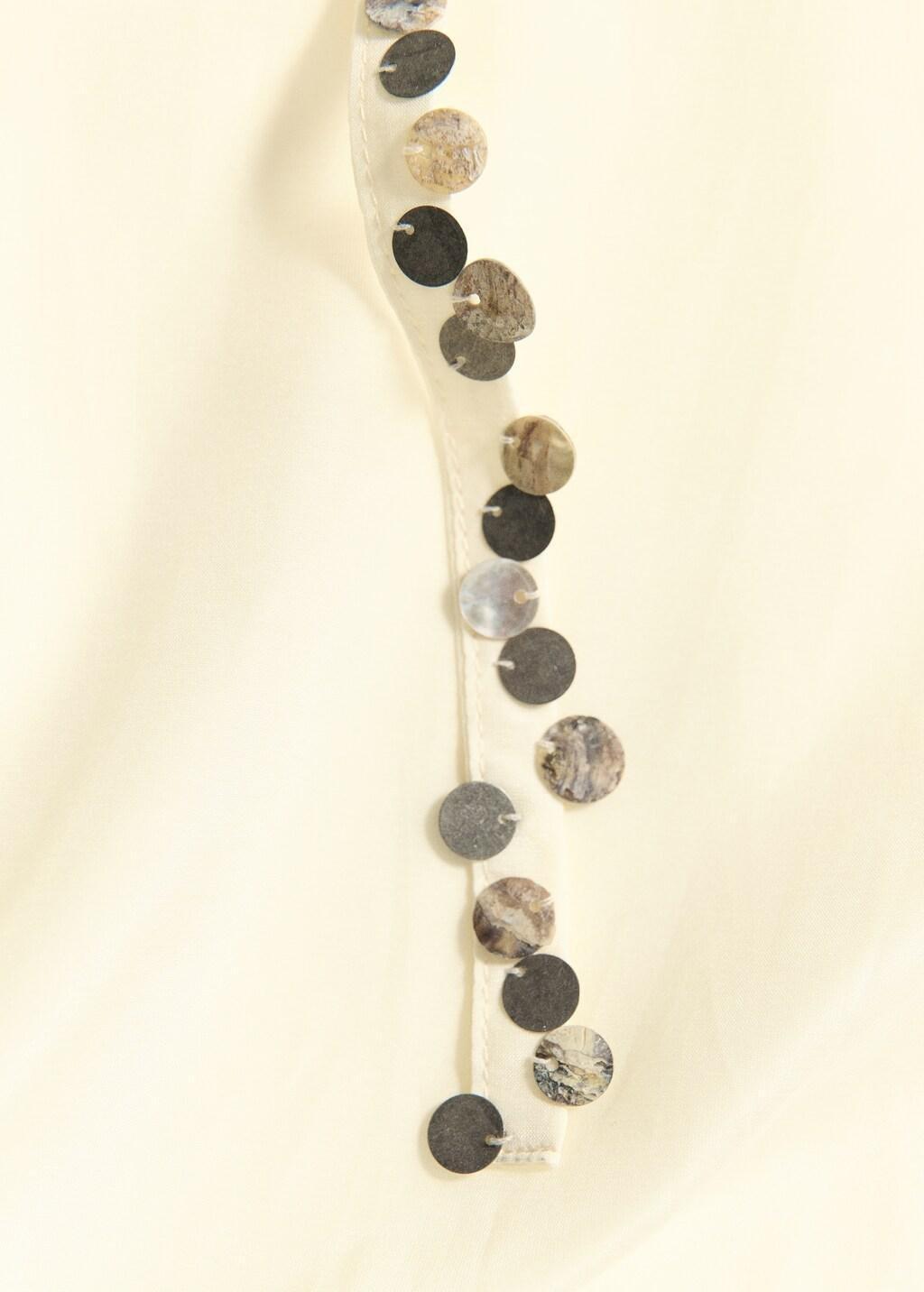 White Semi-Transparent Shirt With Beaded Belt, Natural White, large image number 1