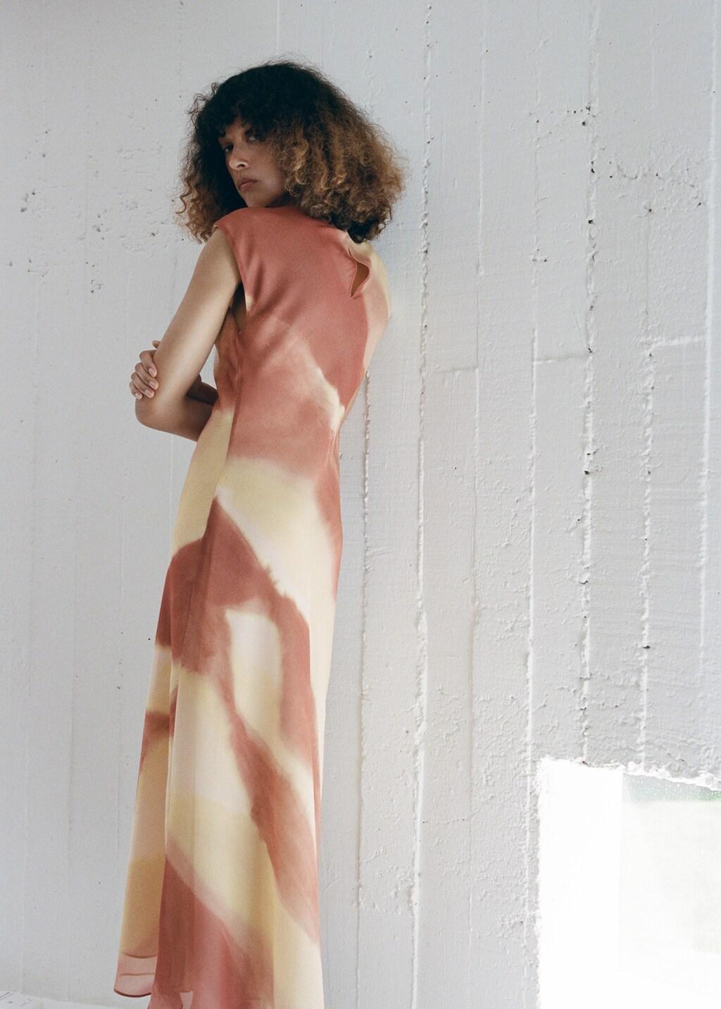 Yellow A-Line Printed Dress, Yellow, large image number 2