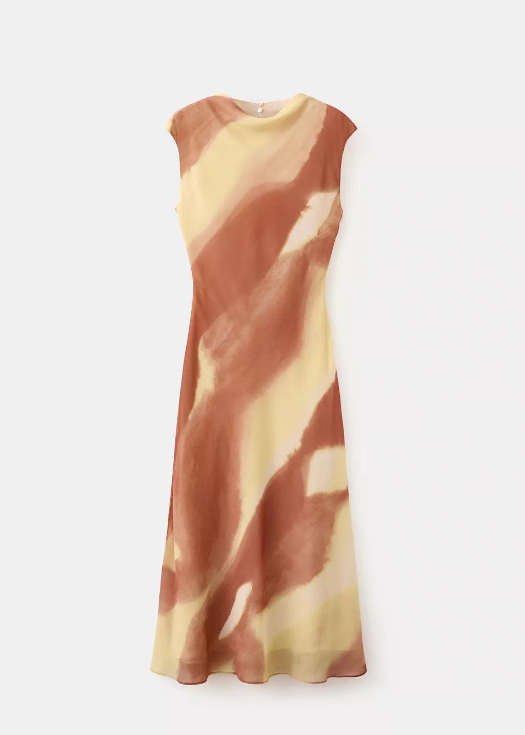 Yellow A-Line Printed Dress, Yellow, large image number 6