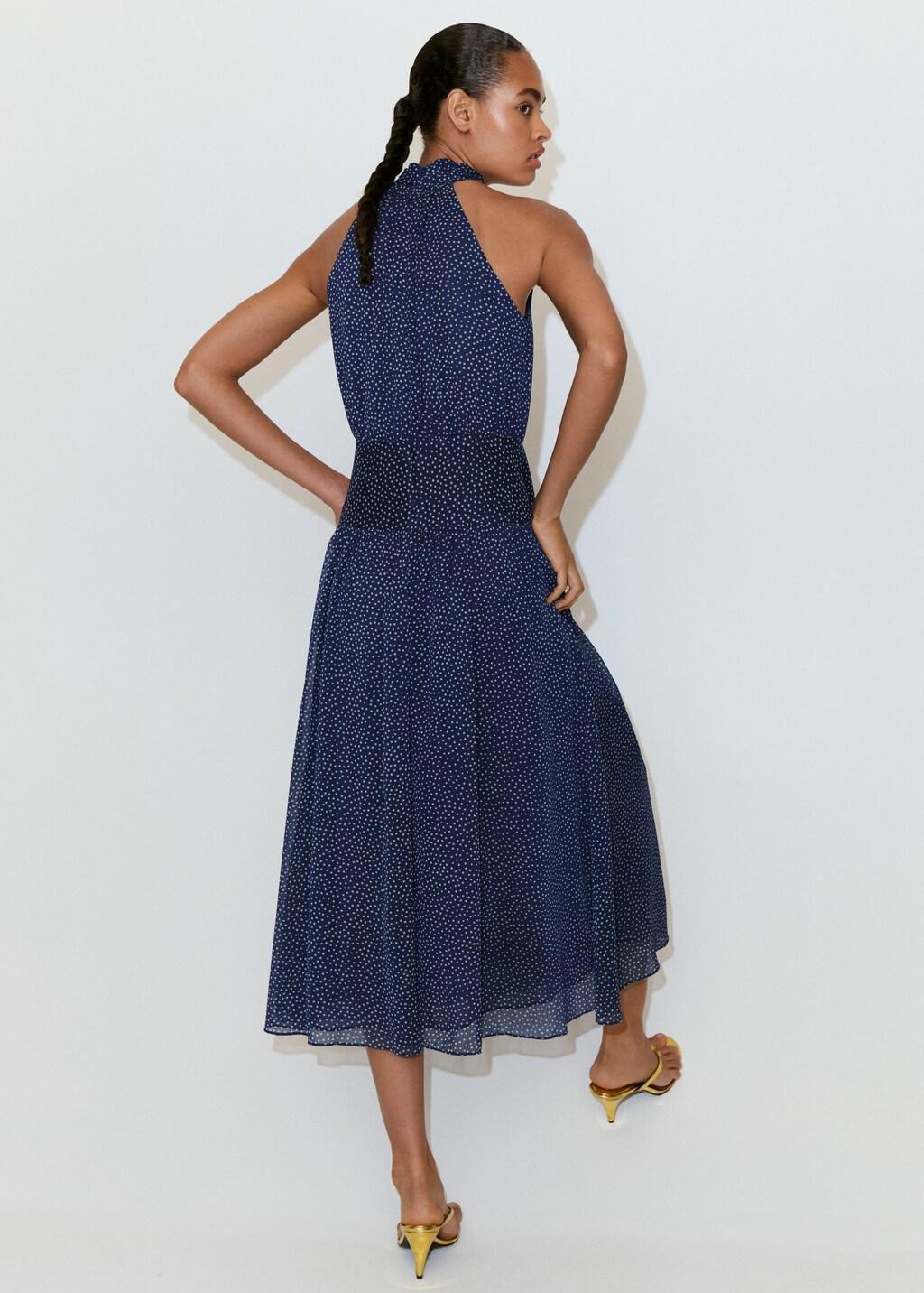 Blue Halter Polka Dot Dress, Medium Blue, large image number 2