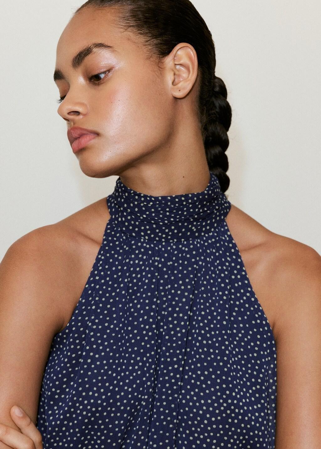 Blue Halter Polka Dot Dress, Medium Blue, large image number 4