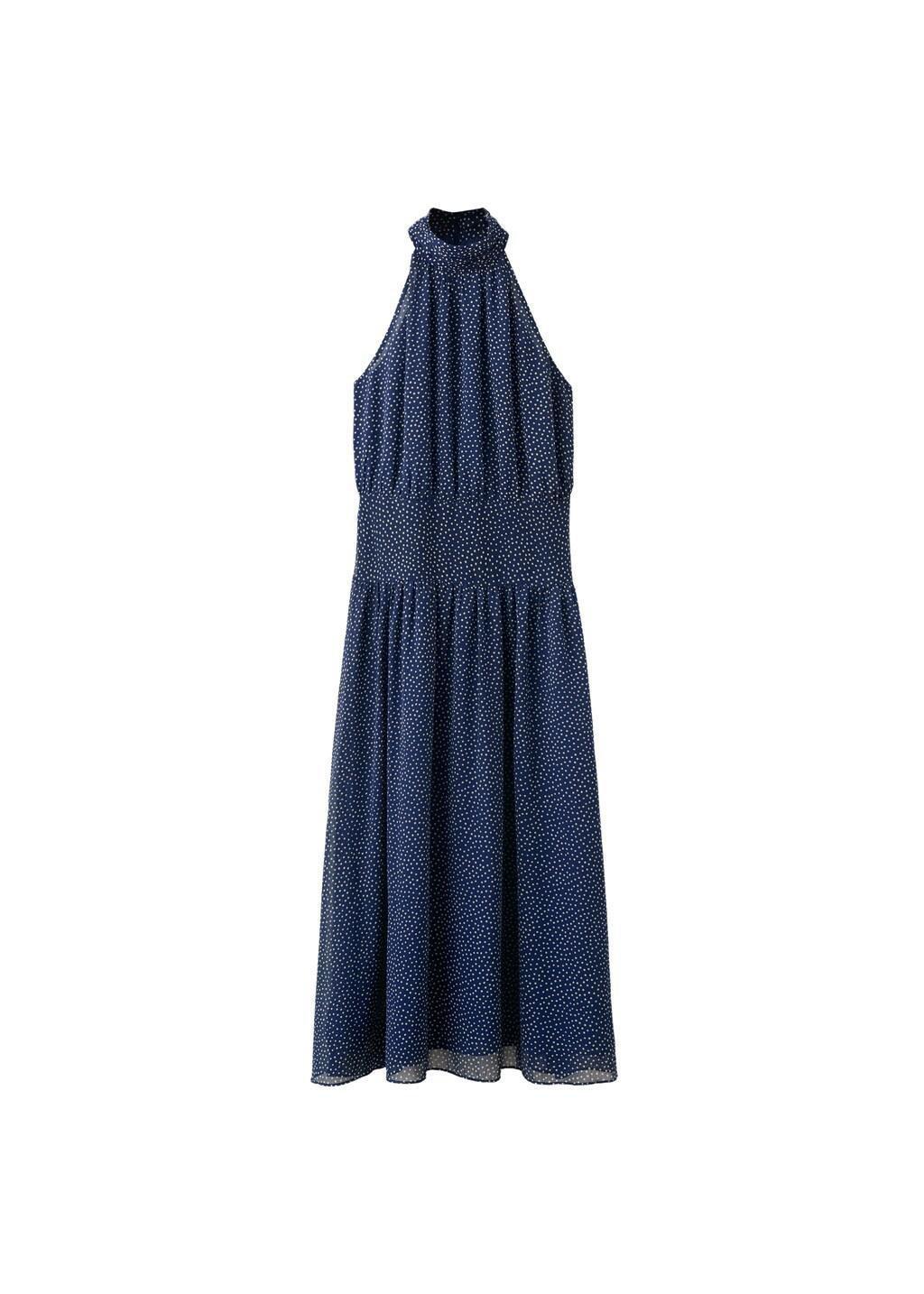 Blue Halter Polka Dot Dress, Medium Blue, large image number 6