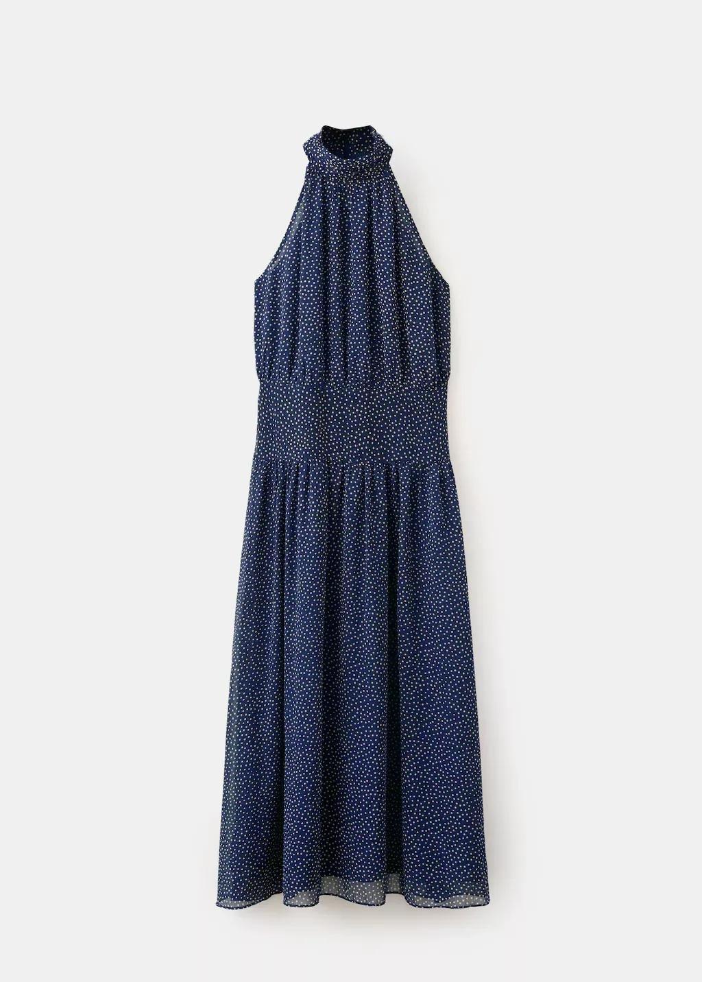 Blue Halter Polka Dot Dress, Medium Blue, large image number 7