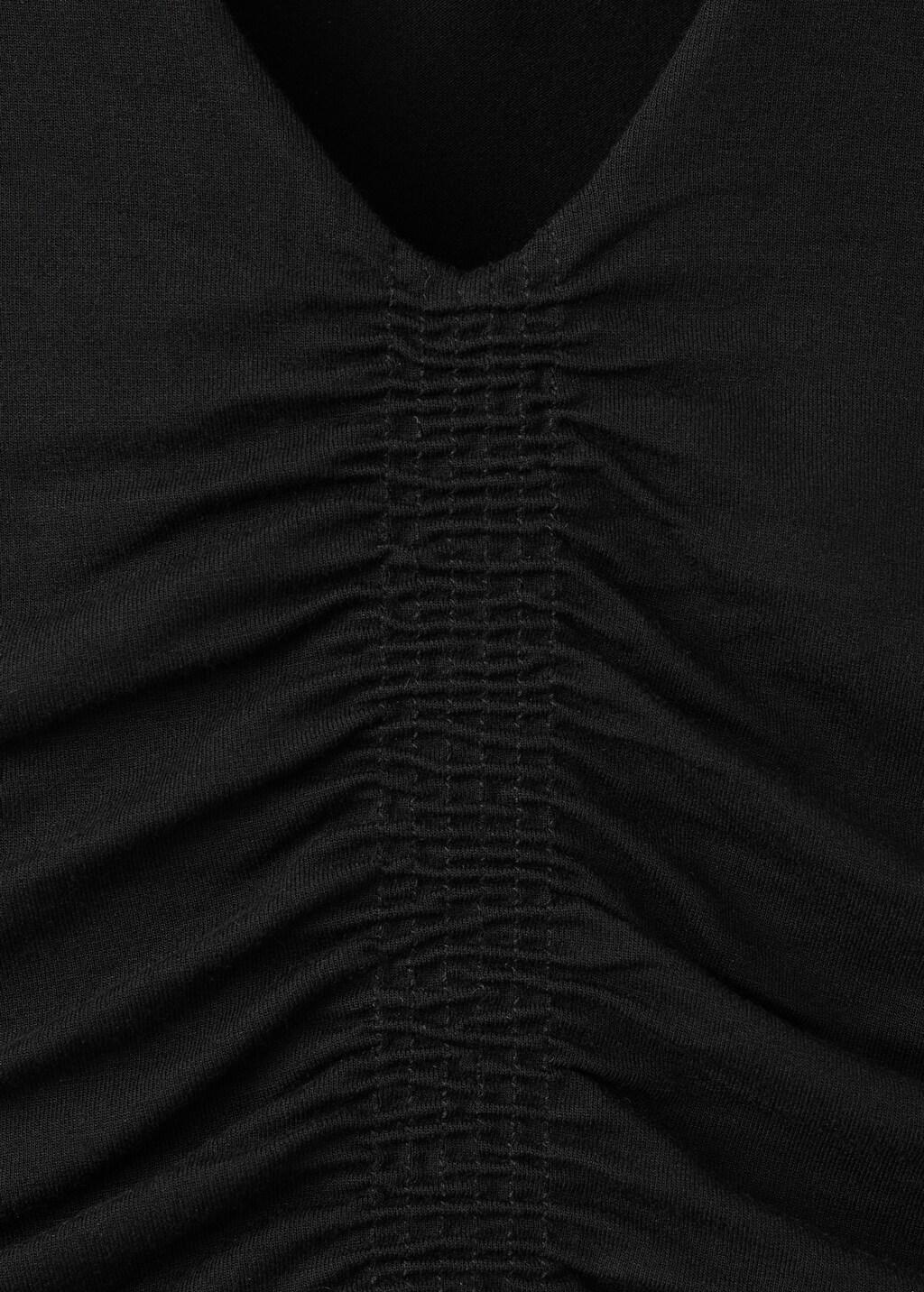 Black Ruched Long Dress, Black, large image number 1