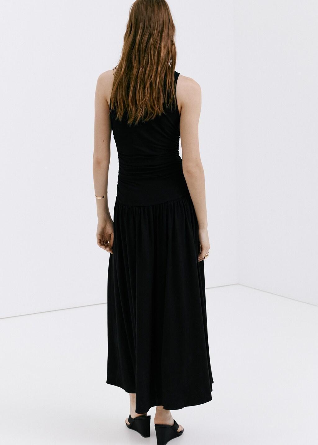 Black Ruched Long Dress, Black, large image number 2