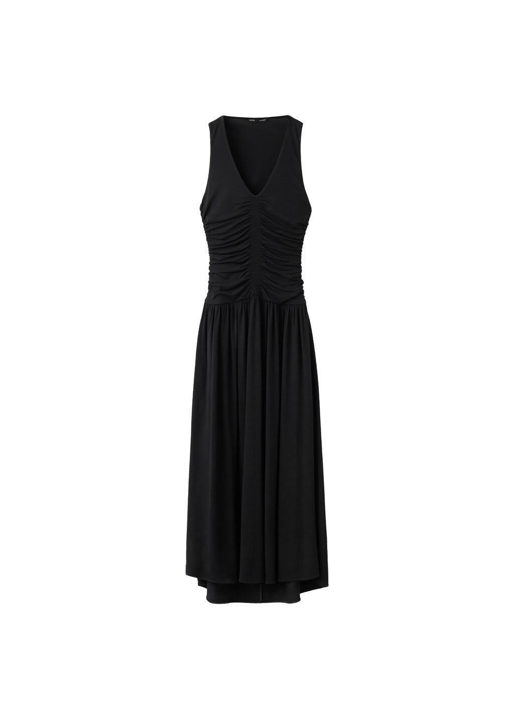 Black Ruched Long Dress, Black, large image number 6