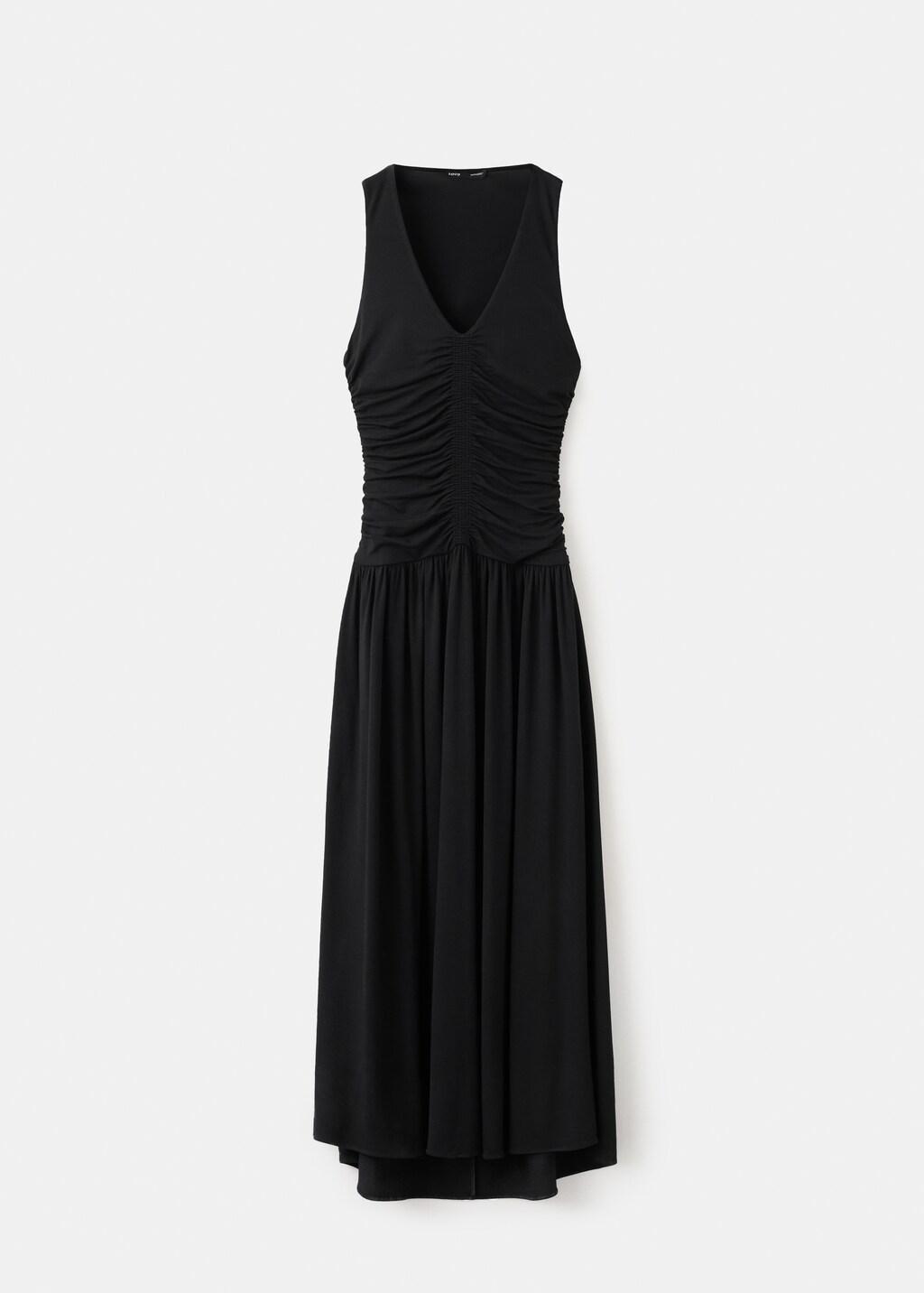 Black Ruched Long Dress, Black, large image number 7