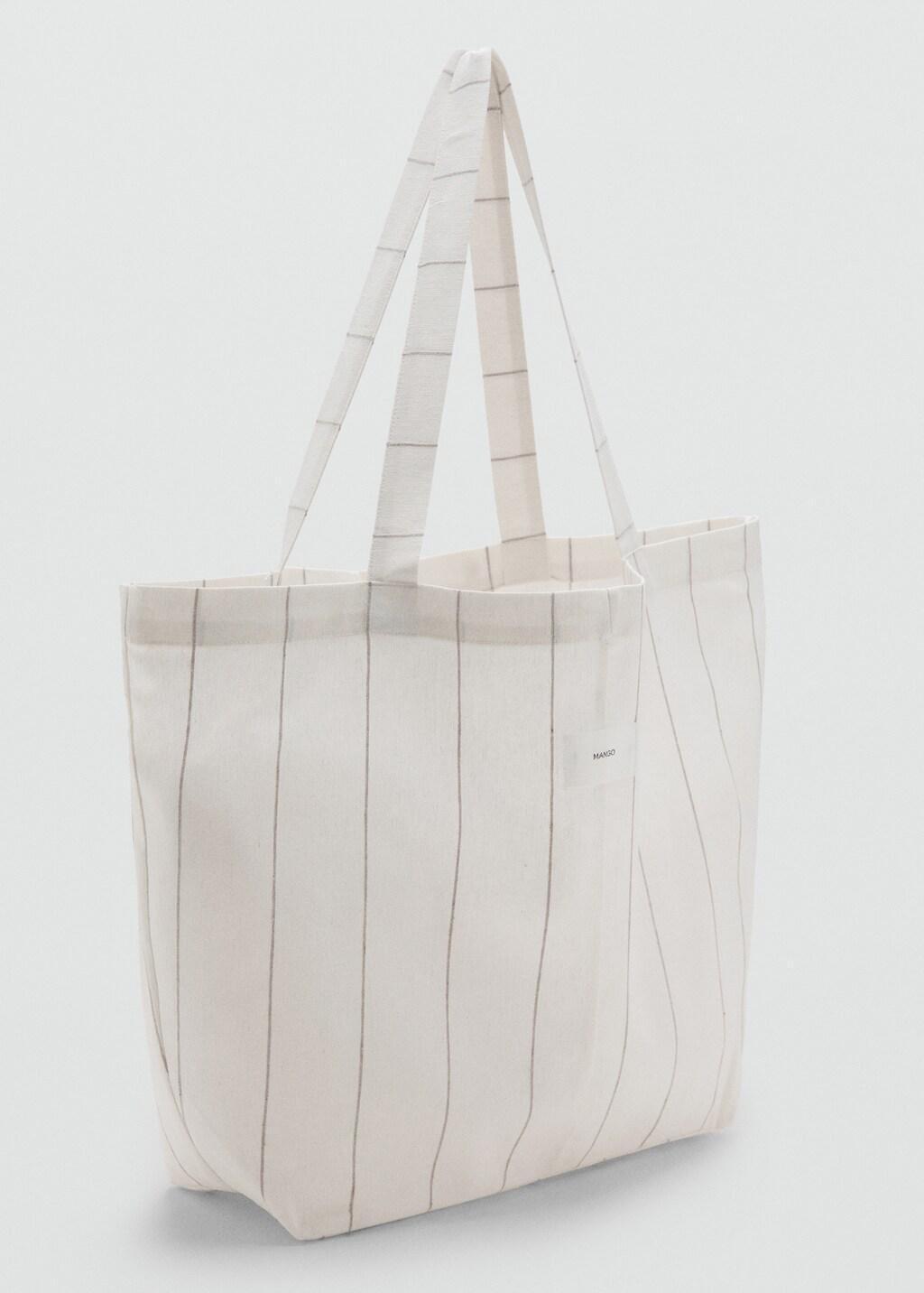 LIGHT BEIGE Striped tote bag, Light Beige, large image number 0