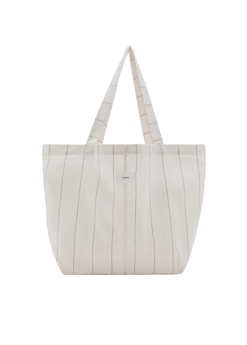 LIGHT BEIGE Striped tote bag, Light Beige, large image number 2