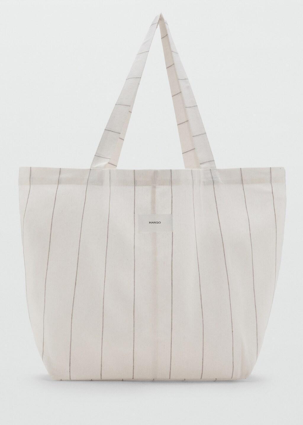 LIGHT BEIGE Striped tote bag, Light Beige, large image number 3