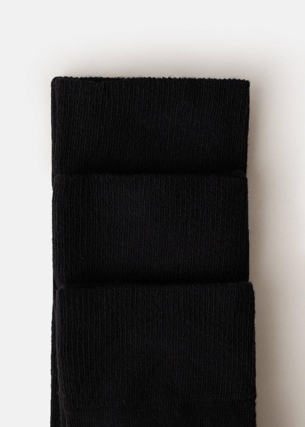 Black Long Cotton Socks, Set Of 3, Black, large image number 1