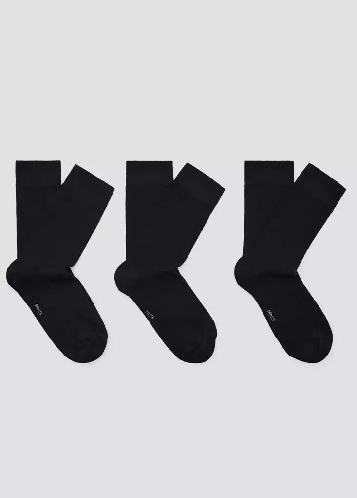 Black Long Cotton Socks, Set Of 3, Black, large image number 4