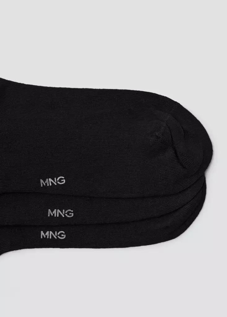 Black Long Cotton Socks, Set Of 3, Black, large image number 6