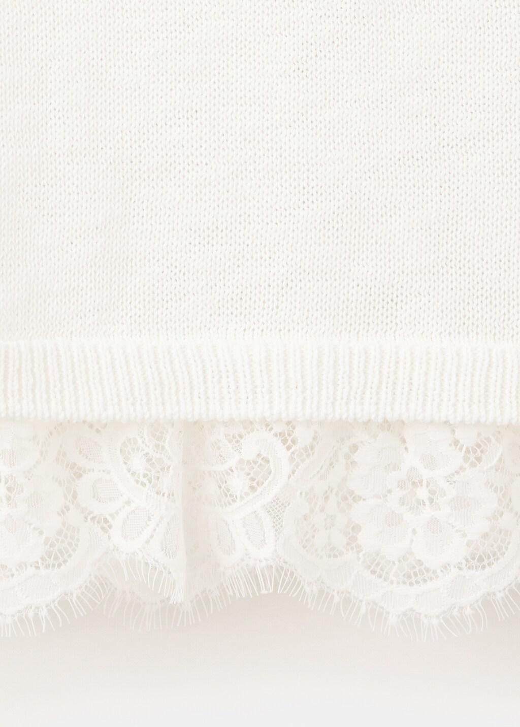 Beige Lace Detail Knit Top, Light Beige, large image number 3