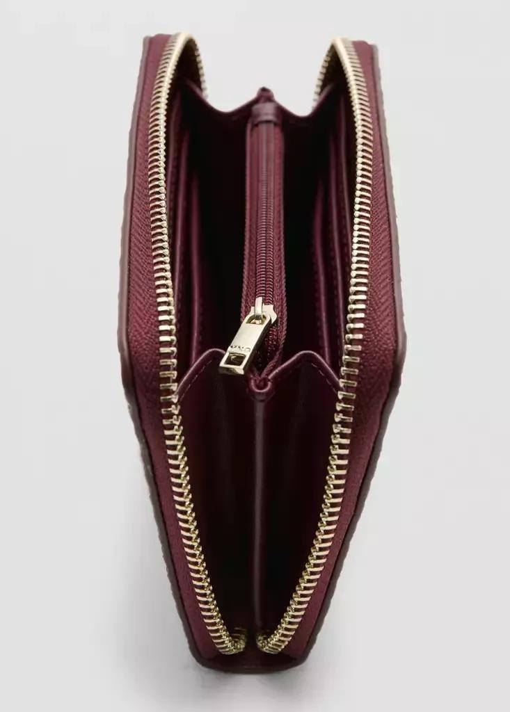 Burgundy Medium Braided Wallet, Dark Red, medium