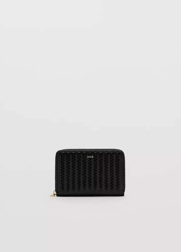 Black Medium Braided Wallet, Black, large image number 0