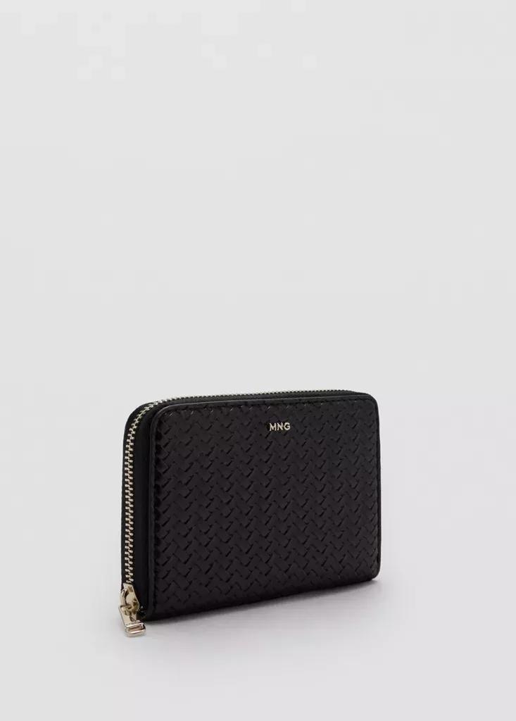 Black Medium Braided Wallet, Black, large image number 1